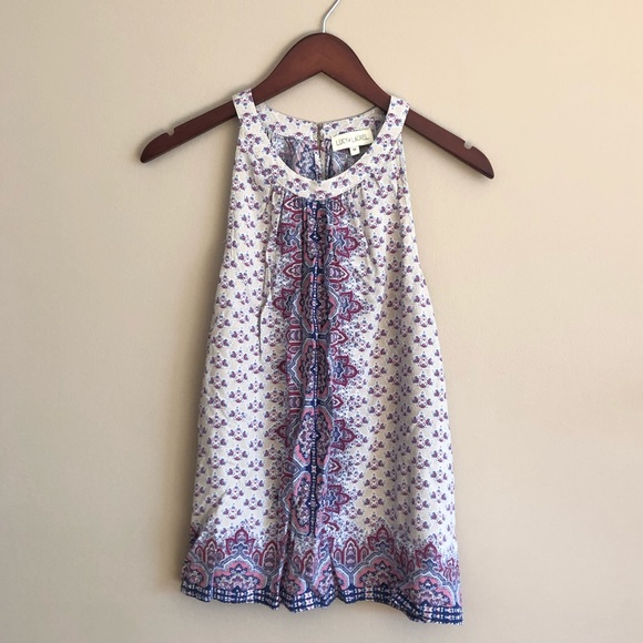 Lucy & Laurel Tops - Halter Tank Top with Floral Pattern